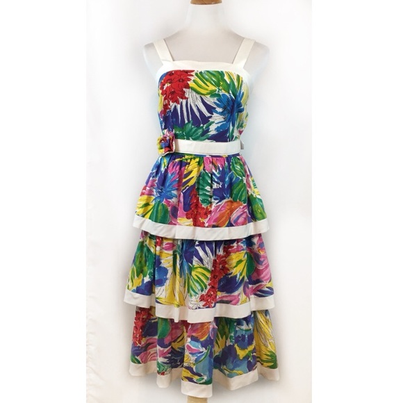 Vintage Dresses & Skirts - Sherry Kent Petite Vintage Tiered Ruffle Dress